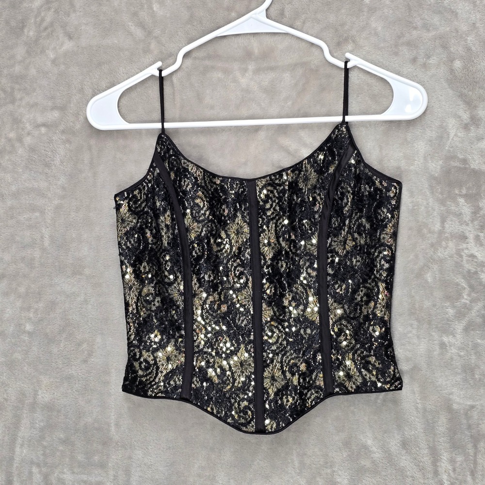Jessica McClintock Gunne Sax 5 Vintage Corset Bustier Spaghetti Strap Y2K Glam‎